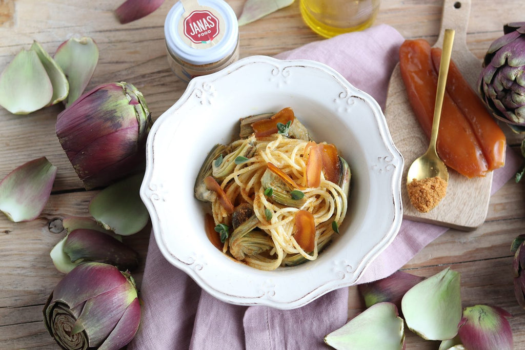 Spaghetti ai carciofi e bottarga